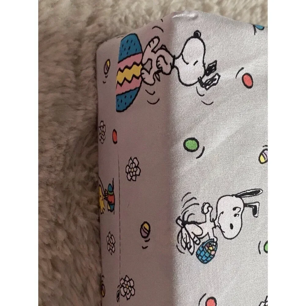 Peanuts Snoopy Easter Egg Bunny Floral QUEEN‎ Sz Sheet Set Soft Grey NEW